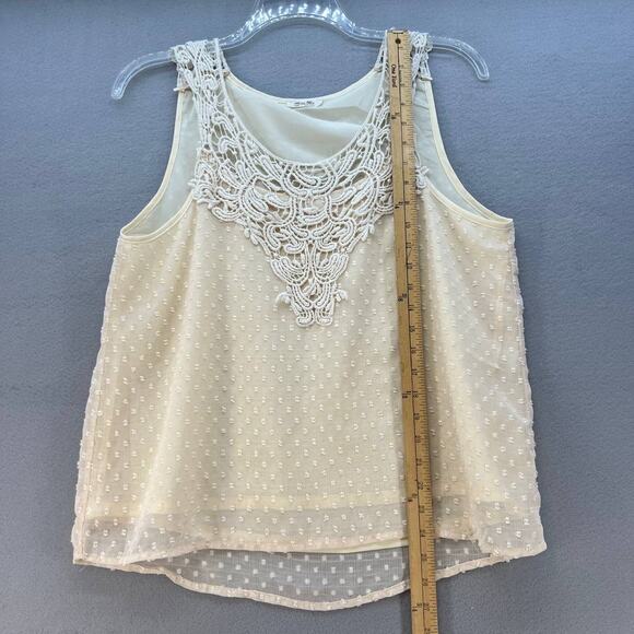 Miss Me Women's Tank Top Size Large Cream Swiss Dot Crochet MT2098T 51 - Picture 3 of 13